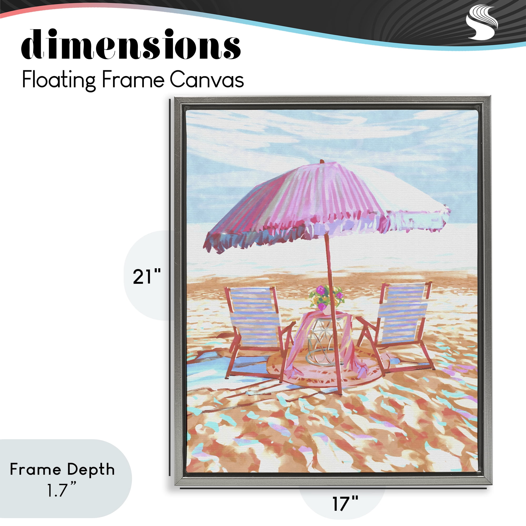 Stupell Industries Seaside Summer Picnic For Two Gray Framed Floater Canvas Wall Art, design by Ziwei Li