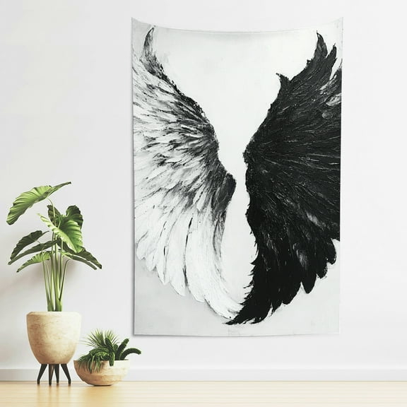 ZFLMY Wings Black-and-White Painting Tapestry Wall Hanging Decor 40*60in