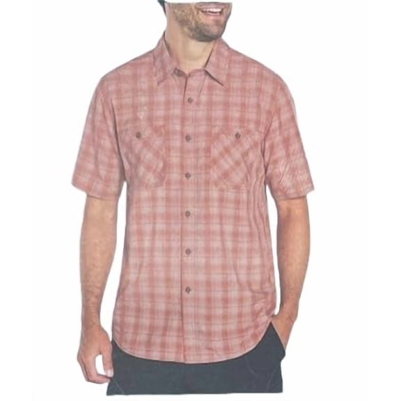 Orvis Men's Short Sleeve Woven Shirts, Casual Button Down Collared Orange, Small