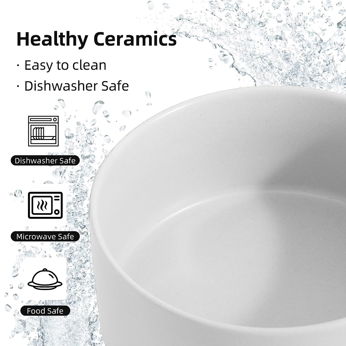 Ceramics Pet Bowl Dog Food Bowl Cat Dish Large Dog Water Bowl Protect Cervical Spine, Diameter 20cm