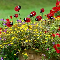 Small Insect Pile Plug In, Ladybug Garden Stakes Decor, Outdoor Metal Yard Art Ornaments Decorative Garden Stakes, Spring Summer Resin Bee for Lawn, Pathway Patio, Plant Flower Pot (10PCS Ladybug)