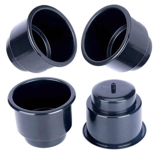 Soporte de plástico empotrado para latas de bebidas con drenaje para barco, camión, coche, caravana (negro, 4 unidades) Sincero Hogar