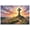 Unframe-style, variant on Christian Celtic Cross Wall Art Canvas Posters Sunset Landscape with Wildflowers and Birds Inspirational Religious Faith Pictures for Living Room Home Decor