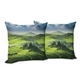 thumbnail image 6 of Ambesonne Landscape Throw Pillow Cover 2 Pack, Sunrise in the Valley, 20", Green Blue, 6 of 6