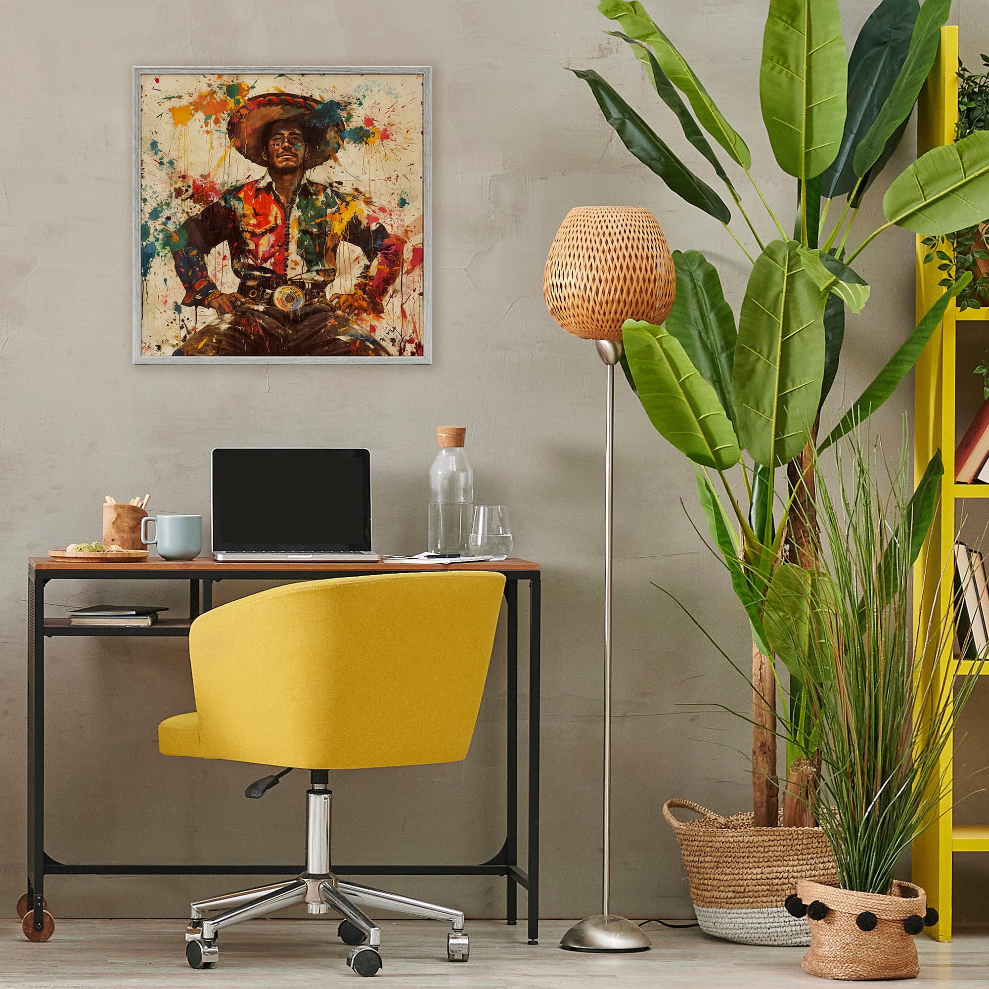 Stupell Industries El Mexicano with Paint Splatters Gray Framed Giclee Art, design by Marta Wiley