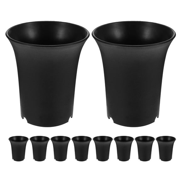 FRCOLOR 10 Pcs Garden High Waist Plastic Flower Pot 10.50X9.50X9.50CM Black