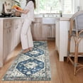 thumbnail image 2 of Lahome Decor 2'x8'Vintage Runner Rug,Washable Distressed Hallway Runner,Washable Rug,Traditional Mat Distressed Indoor Foldable Ultra-Thin Rug Retro Accent Rug,Floral Print Rug Non Slip Carpet,Blue, 2 of 8