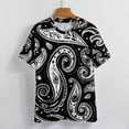 thumbnail image 3 of Black And White Paisley Pattern Seamless Design Women's Short Sleeve Tops Casual Blouses T Shirt, 3 of 6