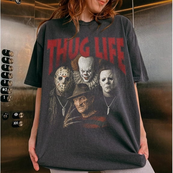 Vintage Horror Movie T-Shirt, Bootleg Shirt Jason Michael Freddy Halloween Spooky Gift Tee