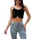 thumbnail image 1 of Camisetas sin mangas con tirantes finos para mujer, camisetas sin mangas con cuello en V y dobladillo de terciopelo ajustado a la moda para verano, 1 of 5