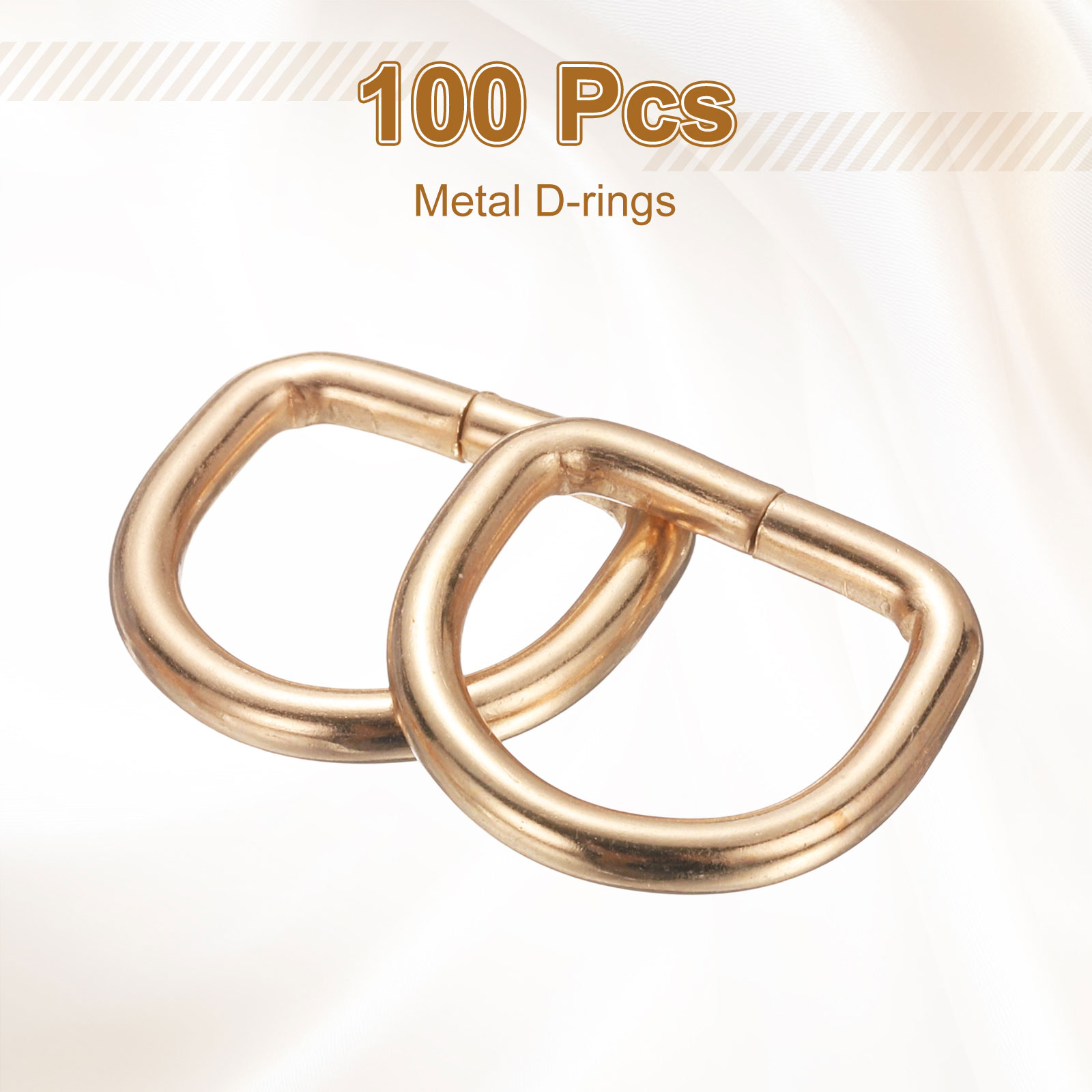 Uxcell 100pcs D Ring 5/8" (16mm) Metal Electroplate D-Shape Buckle Clips, Gold