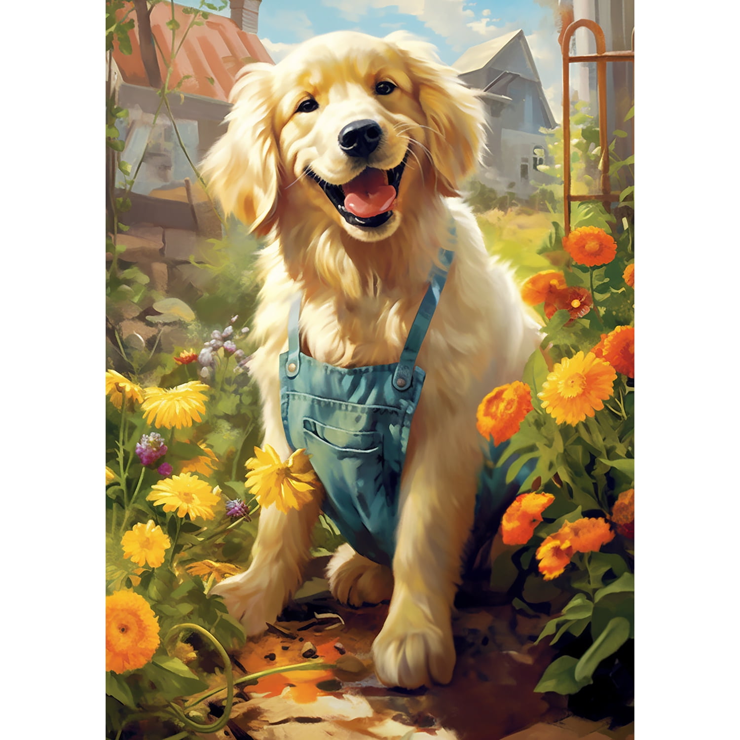 America Forever Spring Summer Golden Retriever Dog House Flag 28 x 40 inch Double Sided Golden Retriever Puppy Floral Spring House Flag for Outdoor Dog Flag Yard Decoration
