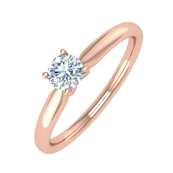 1/4 Carat 4-Prong Set Solitaire Diamond Engagement Ring Band in 14K Rose Gold (Ring Size 6.75)