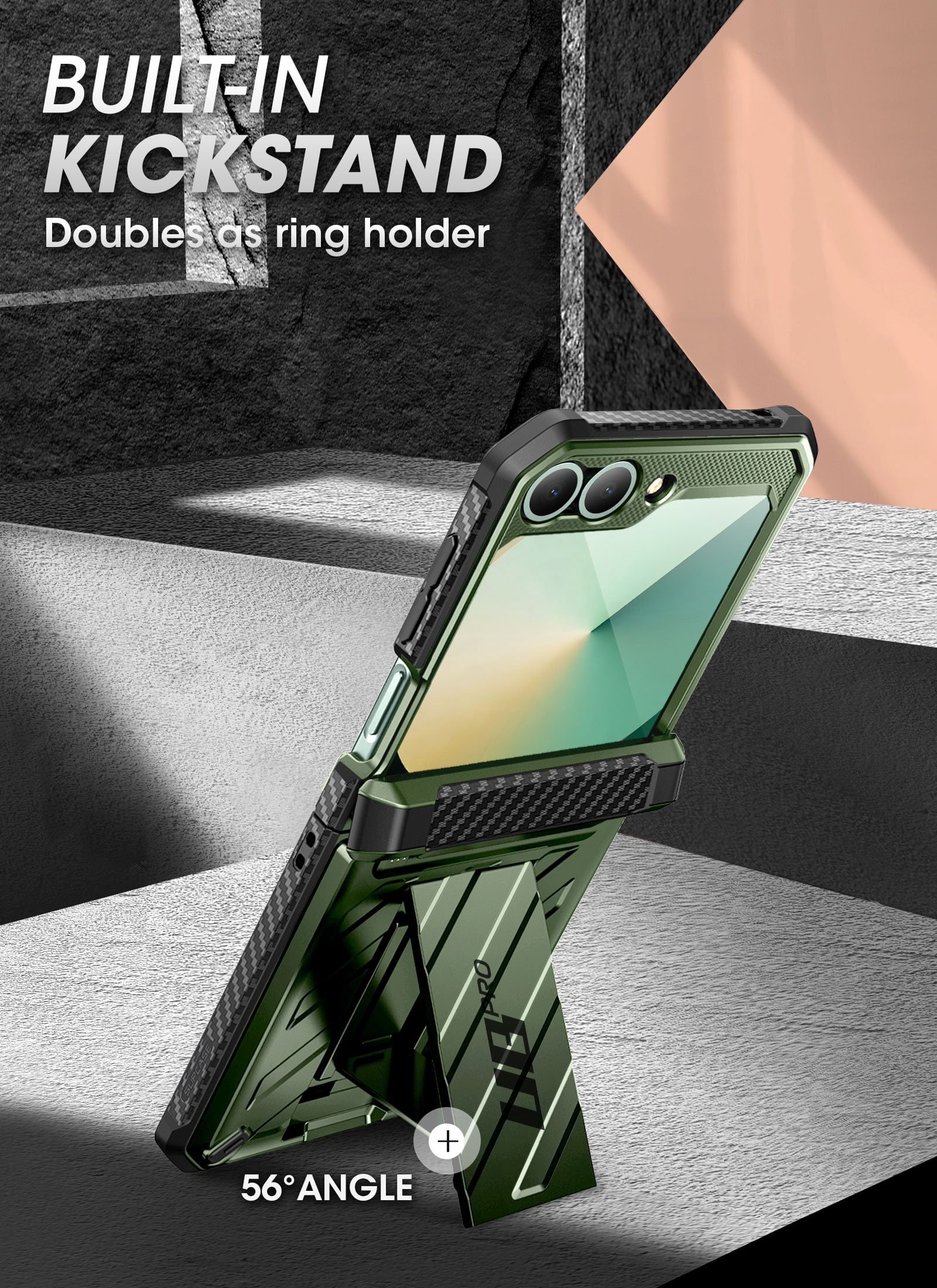 SUPCASE for Samsung Galaxy Z Flip 6 Case with Stand & Belt-Clip (Unicorn Beetle Pro), [Hinge Protection] [Front Screen Protector] Full Body Rugged Protective Phone Case for Galaxy Z Flip 6/5, Guldan