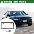 thumbnail image 2 of Unique Bargains License Plate Frame Aluminum Alloy Car Front Rear License Plate Holder with Screws Caps 4 Hole 1 Set Round Hole Narrow Frame Carbon Fiber Black, 2 of 8