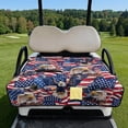 thumbnail image 2 of Pzuqiu American Flag & Bald Eagle Watercolor Pattern Quilted Golf Cart Seat Covers Easy to Install, Portable, Suitable for Outdoor, Fit for EZGO 2-Person Seat Carts, 2 of 9