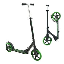 KFFKFF Kick Scooter for Kids 8 , Teens, and Adults, 2-Wheel Scooter with Adjustable Handlebar, Sturdy Non-Slip Deck, Foldable and Lightweight Design, Supports up to 220 lbs, Black and Green
