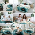 thumbnail image 6 of Retro Beige Blue Flowers Duvet Cover Set Full Size Vintage Background Pastoral Style Soft Lightweight Comforter Covers 4 Piece Bedding Set with 1 Duvet Cover 1 Bed Sheet & 2 Pillow Shams, 6 of 8