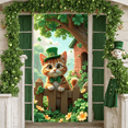 thumbnail image 5 of Green Hat St. Patrick's Day Banner Shamrock Pattern Clover Backdrop Orange Green Bow Tie Theme Background for St. Patrick's Day Party Irish Festival Celebration Photo Shoot, 5 of 9