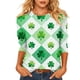 thumbnail image 2 of Xuyuer Women St Patricks Day Sweatshirts Lucky Clover Blouse Irish Shamrock Pullover 3/4 Sleeves Graphic Tops, 2 of 6