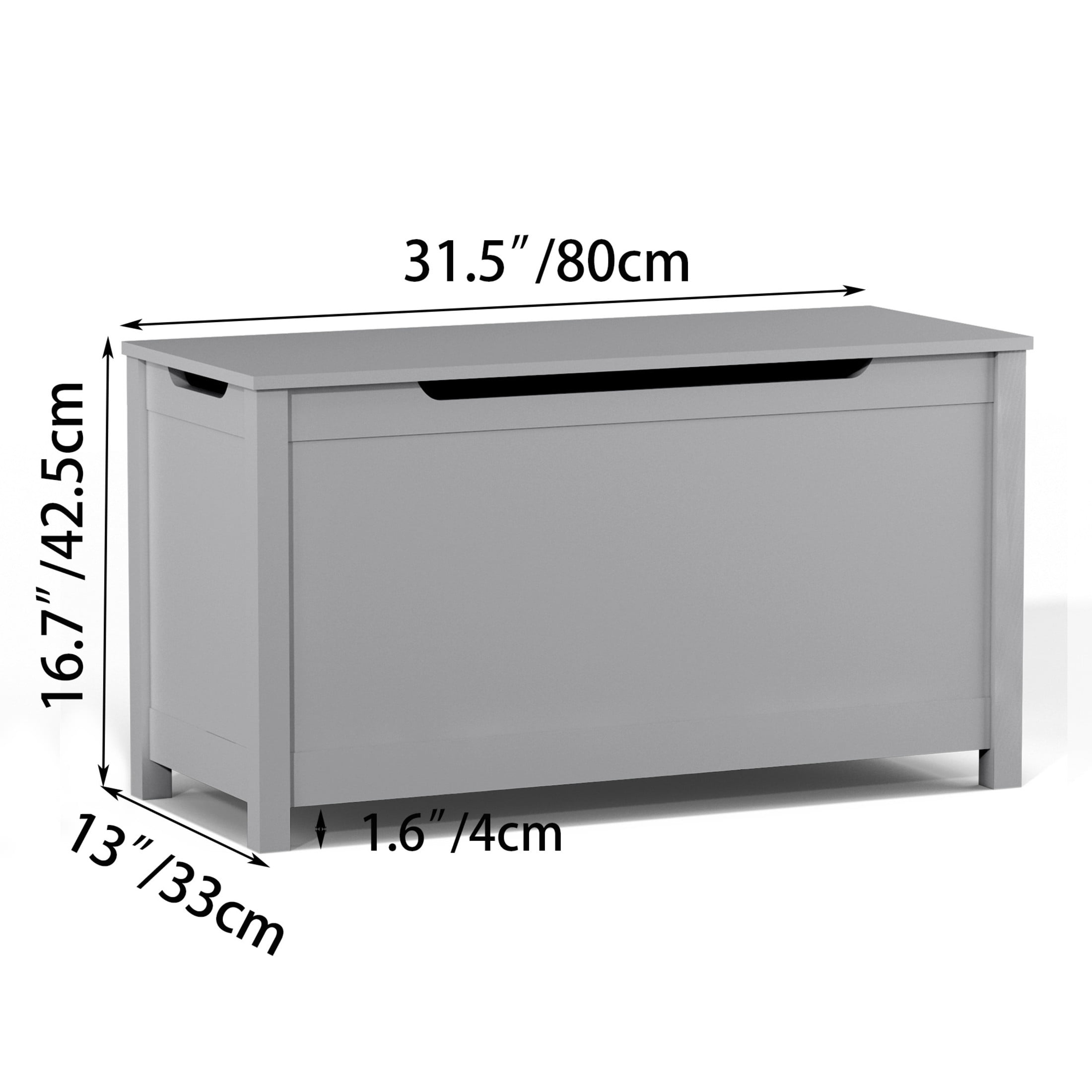 Noble House Thalhill 31.5" Kids Wooden Toy Box, Safety Hinged Lid Storage Chest Bench, Toy Organizer Kid Room, Gray