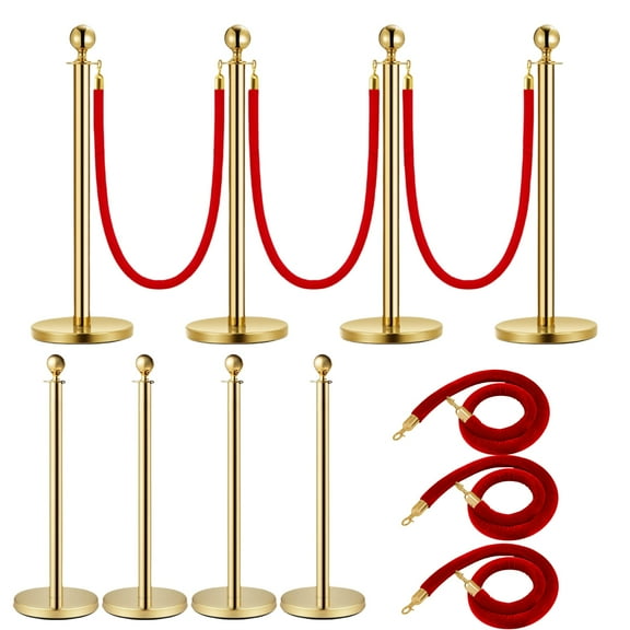 Red Carpet Ropes and Poles, Stainless Steel Gold Stanchions, Crowd ...
