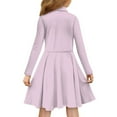 thumbnail image 3 of DISNIMO Axolotl Dress Girls Purple Dresses Kids Button Dress for Church Girls Skater Dress Long Sleeve Twirly Dresses for Girls 9-10 Year Old Girl Dresses Midi Childrens Holiday Dresses Soft, 3 of 7