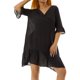thumbnail image 1 of SAYOO Vestido de Mujer, Cuello en V, Sólido, con Volantes, Suelto, de Verano, Casual, Vestido de Playa SAYOO Sexy, 1 of 9
