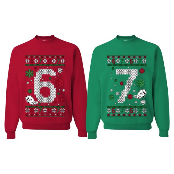 6 7 Meme Funny Matching His and Hers Couples Sweatshirt Christmas Matching Couple Crewneck Sweater