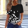 thumbnail image 2 of Edvintorg Blouses for Women Plus Size Fashion Lightweight Crew Neck Short Sleeve Casual Tops Women's Clothes Black L, 2 of 5