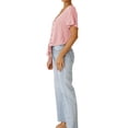 thumbnail image 4 of Women Buttons Down V Neck Short Sleeve Knotted Solid Color Shirt, 4 of 4