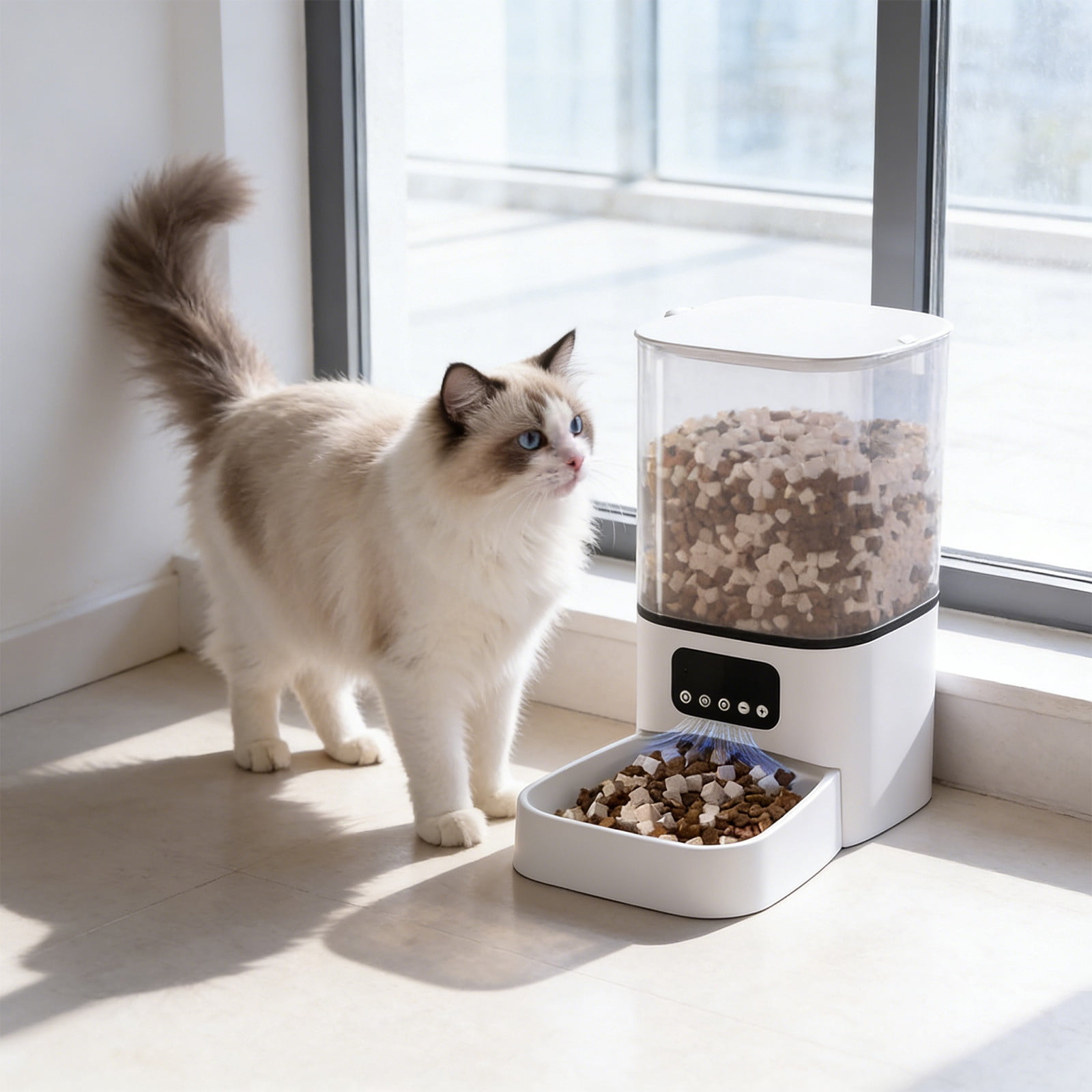 6L Smart Pet Feeder for Dogs Cats, Automatic Food Dispenser with Timer Voice Video, Remote Control Cat Dog Feeding Station, 12.99x12.20x7.09 Inches