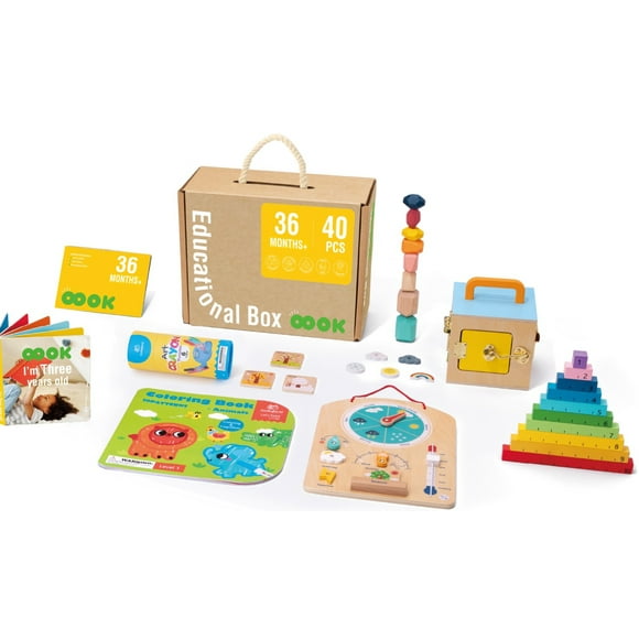 TOOKYLAND Early Learning Toy Bundle - 6 in 1 Box Educational Montessori Play Set; Wooden Toddler Toys for 3 Year Old +