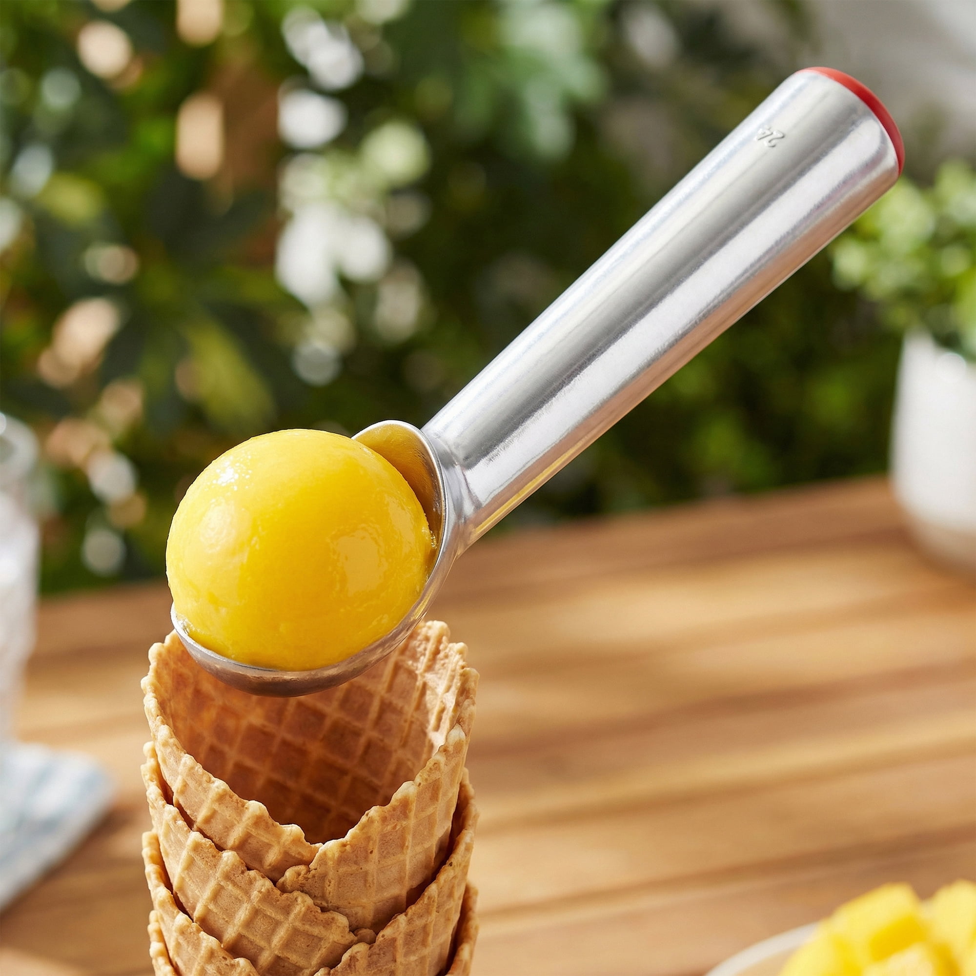 Unique Bargains Aluminum Ergonomic Handle Ice Cream Scoop Silver 6.9*1.4inch