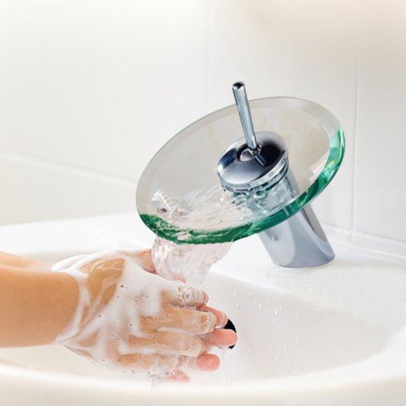 Robinet de Comptoir pour Bassin Tout en Cuivre, Robinet en Verre pour Bassin, Robinet d'Eau Chaude et Froide, Adaptateur de Tête de Robinet pour Sortie de Cuisine, Rallonge de Robinet pour Cuisine, Long Robinet de Buanderie, Pièces de Robinet Brossées, Remplacement