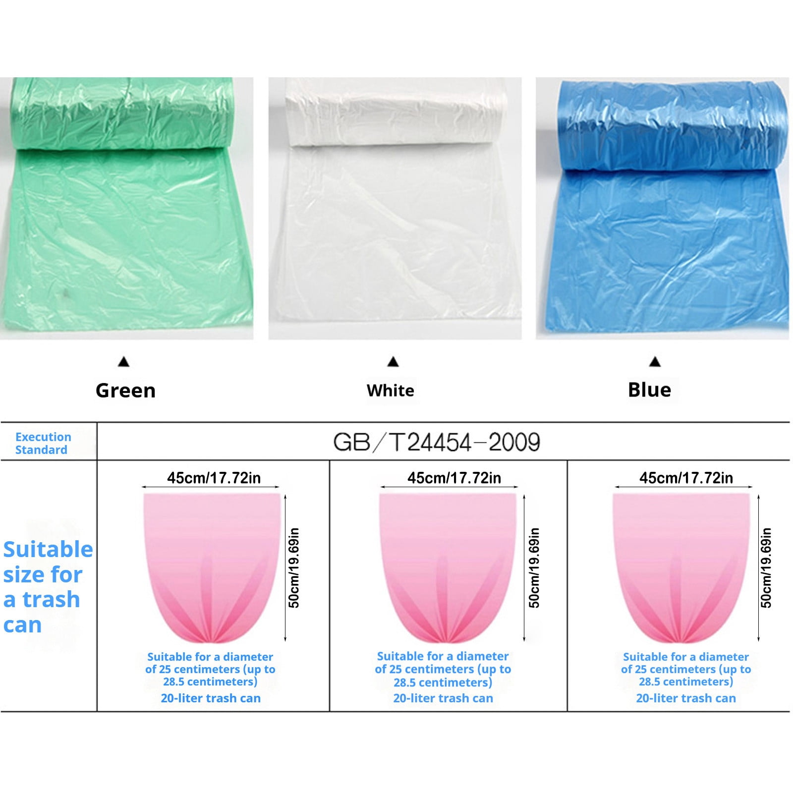 Small Garbage Bags with Handles, 4 Gallon Leak Proof Liners, Strong Unscented Waste Bags for Bathroom, Kitchen & Office (75 Count)