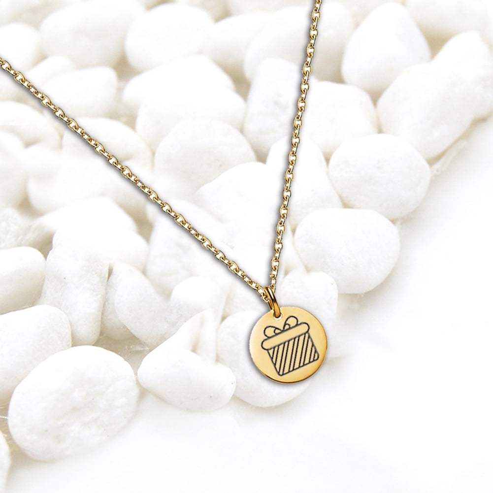 Anavia Round Christmas Present Stainless Steel Gold Disc 10mm Pendant Jewelry with Gift Box