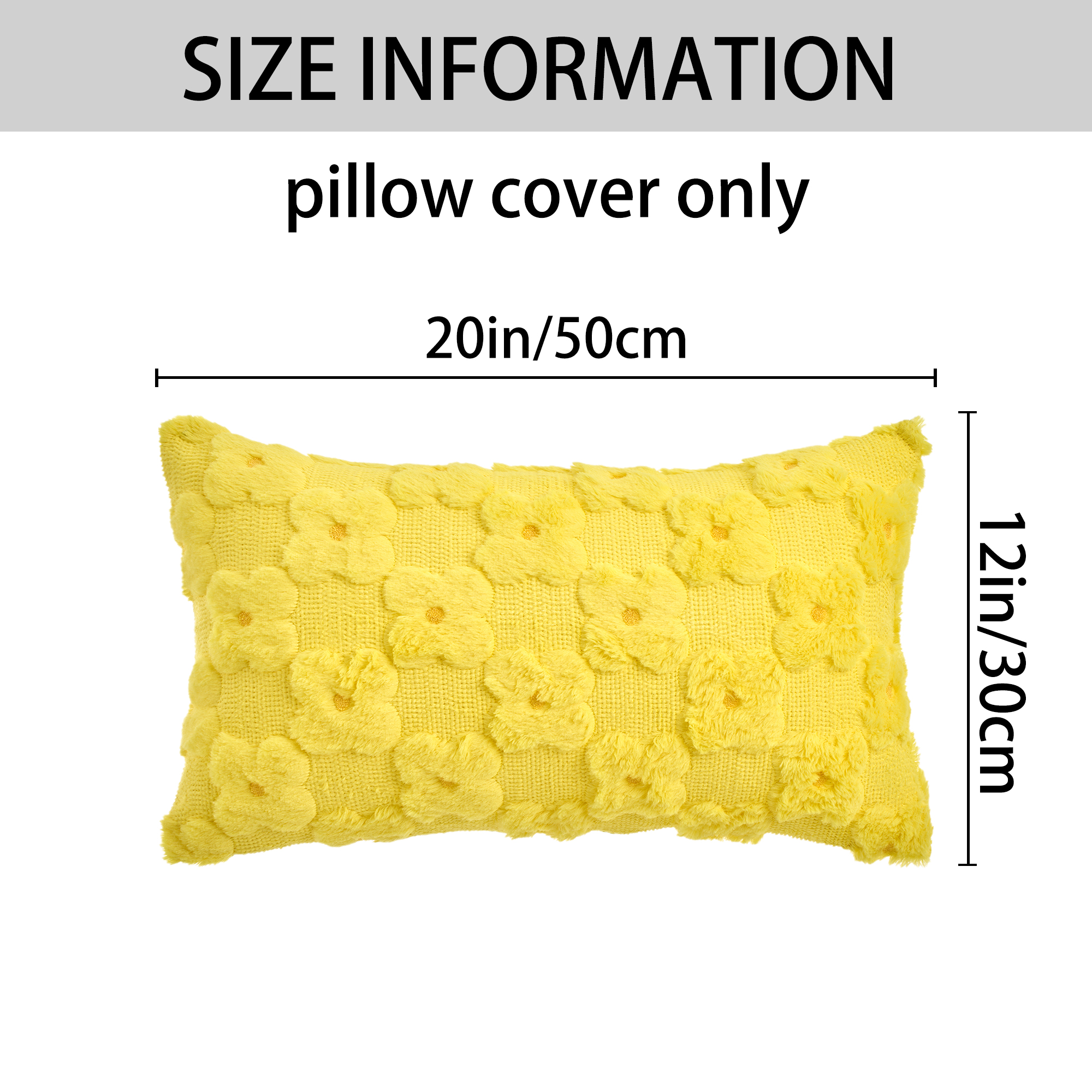 Unique Bargains Cute Daisy Embroidery Pillow Covers Pack of 2 Yellow 20" x 12"