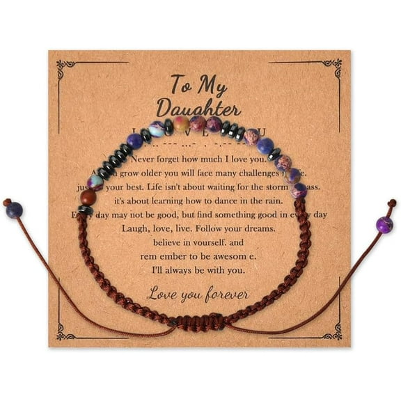 Granddaughter Daughter Birthday Chrismas Gifts for Women Natural Stone Braided Bracelet for Sister Inspirational Gifts