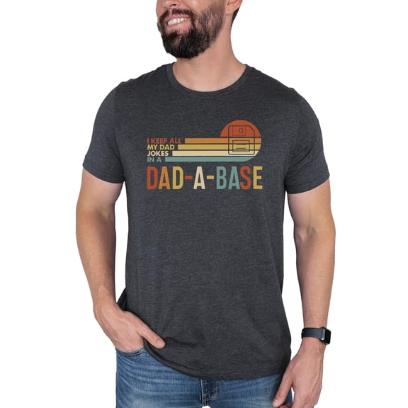 Dad A Base T-Shirt for Men Funny Dad Humor Shirt for Fathers Day Dark Gray Heather Shirt Adult Small