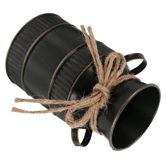 HOMEMAXS Retro Milk Bottle Vase Small Vases Bulk Galvanized Country Home Decor Flower Black