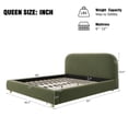thumbnail image 3 of Queen Size Platform Bed with Plush Velvet Fabric, Curved Thick Padded Headboard, Upholstered Bed Frame with Wood Slats for Bedroom, Olive Green, 3 of 11