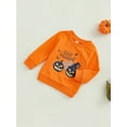 thumbnail image 3 of Bagilaanoe Toddler Baby Girl Boy Halloween Sweatshirt Long Sleeve  Pumpkin Bat Print Pullover 3M 6M 12M 18M 24M 3T Fall Tee Tops, 3 of 8