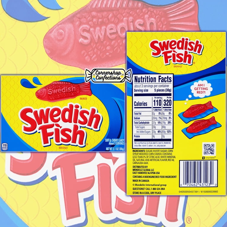 1 box swedish fish Swedish Fish Movie Theater Box Candy Bundle Pack - 6 Individually Sealed 3.1 Ounce Boxes - Soft and Chewy Candy