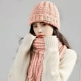 thumbnail image 1 of YAOBAMM Unisex Winter Hat Scarf Set 2Pcs Set Unisex Winter Solid Color Hat Scarf Set Thickened Warm Long Scarf Beanie Set, 1 of 6