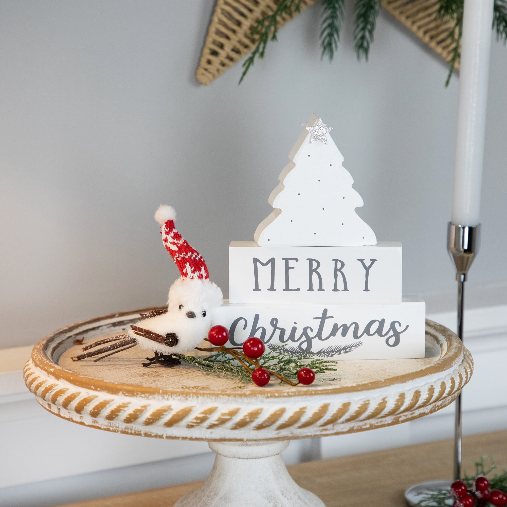 7" Wooden "Merry Christmas" Tabletop Block Decoration