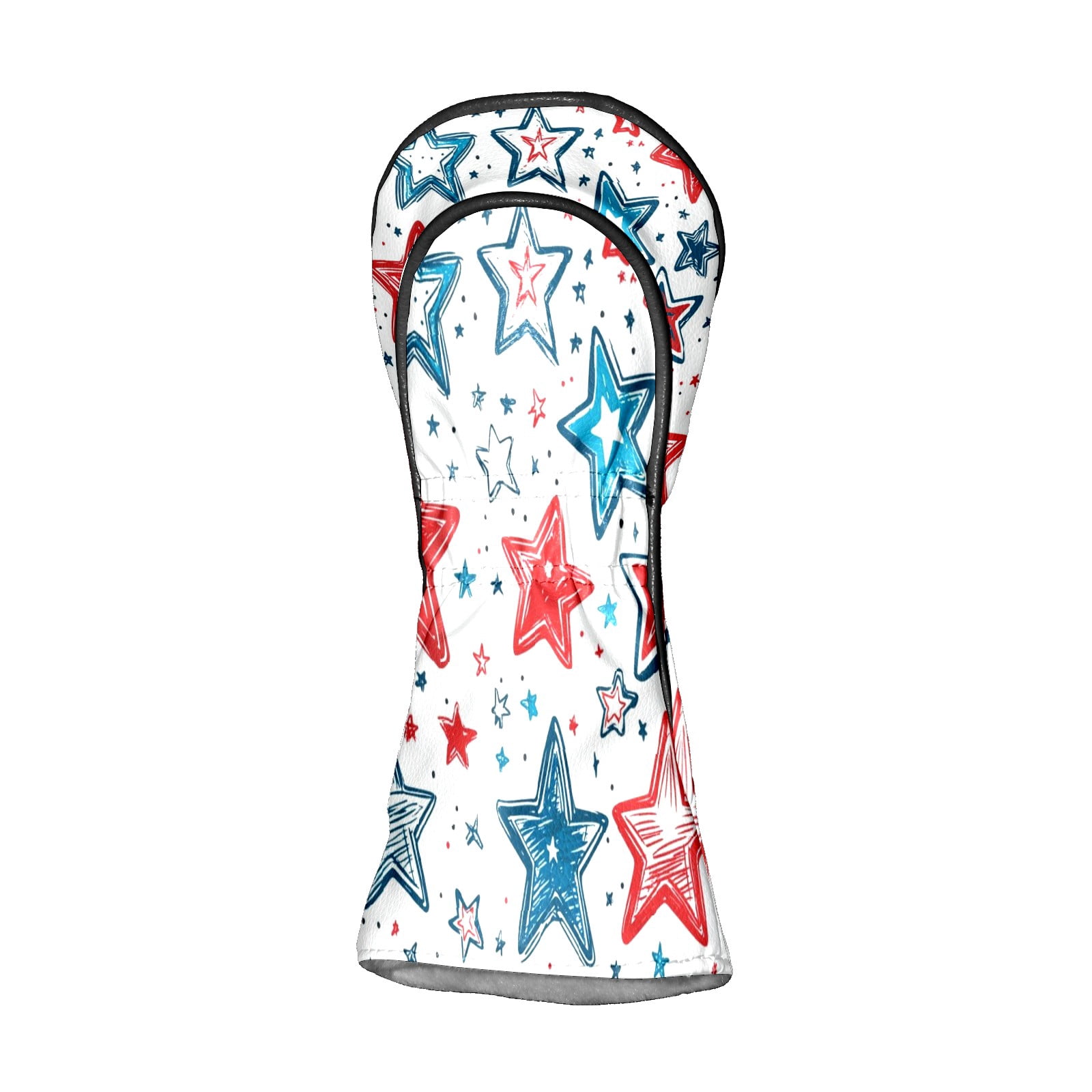 Golf Club Covers PU Leather Waterproof Head Covers for Fairway Woods Hybrids Red And Blue Stars Unisex Fits Most Brands