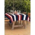 thumbnail image 4 of 52x70 Inch Outdoor Tablecloth with Umbrella Hole Zipper Rectangle Red Navy Blue Striped Rectangular Tablecloths Outside Waterproof Contemporary Minimalist Aesthetic Patio Table Cover for Picnic Party, 4 of 8