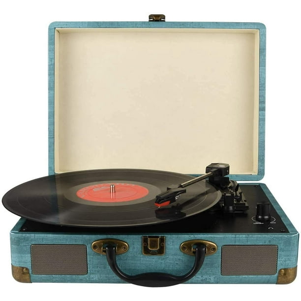 Kedok Record Player Vintage Bluetooth Turntable with Stereo Speaker, Belt Suitcase Vinyl Record Player - Walmart.com