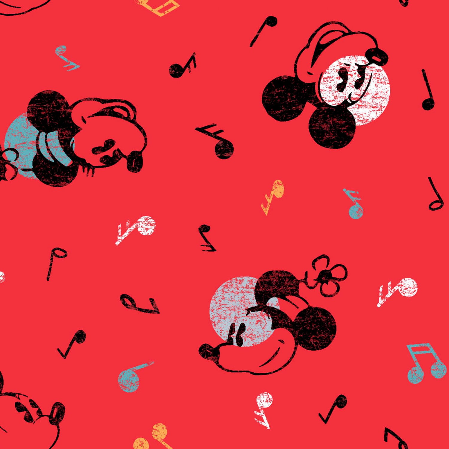 ONE Yard  DISNEY Minnie Head Toss FABRIC 100% COTTON Red color 